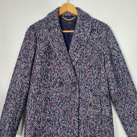 J. Crew Daphne Topcoat Italian Tweed Jacket Coat Wool Blend Navy Speckle Size 2 - Picture 3 of 10
